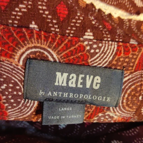 Anthropologie Maeve Patterned Long Sleeve Dress Size Large - Picture 4 of 9